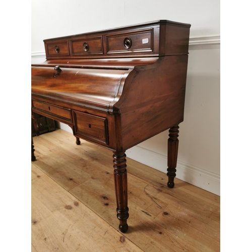 809 - 19th. C. mahogany writing bureau the gallery back with three short drawers above a fall front enclos... 