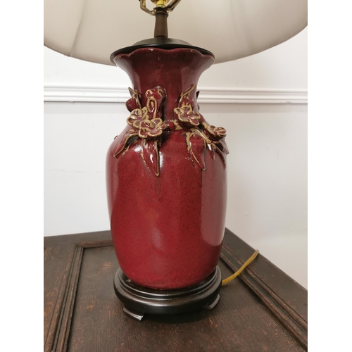 810 - Pair of decorative Oriental ceramic table lamps { 78cm H X 40cm Dia }