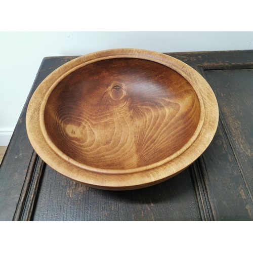 811 - Glenn Lucas hand turned wooden fruit bowl { 10cm H X 33cm Dia }.