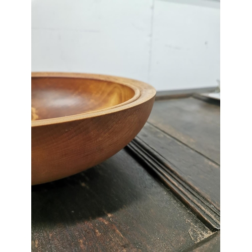 811 - Glenn Lucas hand turned wooden fruit bowl { 10cm H X 33cm Dia }.