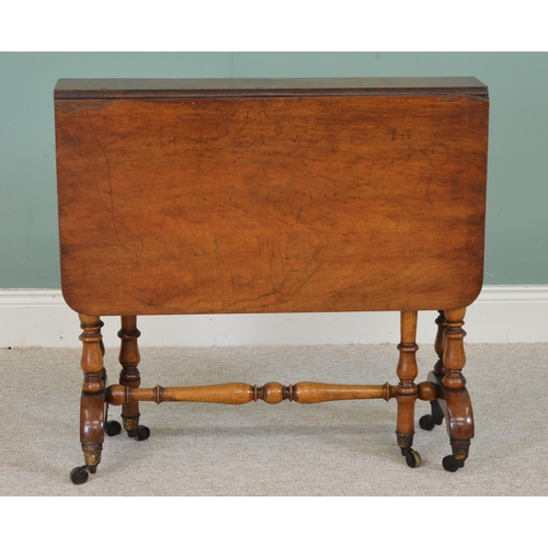 818 - Mahogany Sutherland table raised on twin supports and outswept feet and turned stretcher .{ 72cm H X... 