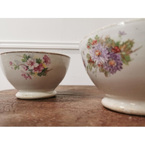 84 - Two 19th C. Transfer pattern porrige bowls {9cm H x 15cm Dia. Each}