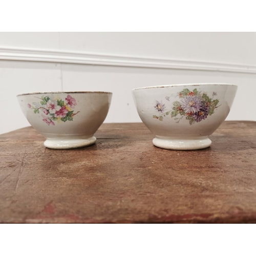 84 - Two 19th C. Transfer pattern porrige bowls {9cm H x 15cm Dia. Each}