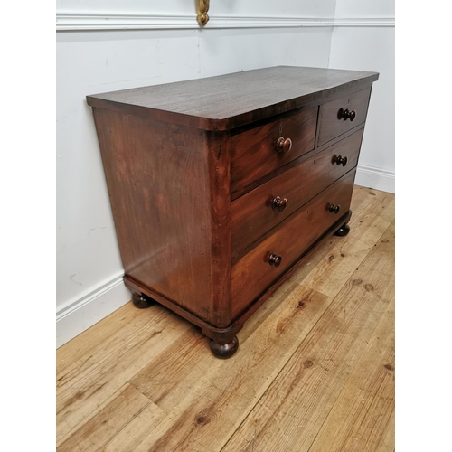 85 - 19th. C. mahogany chest of drawers with two short drawers over two long drawers raised on bun feet {... 