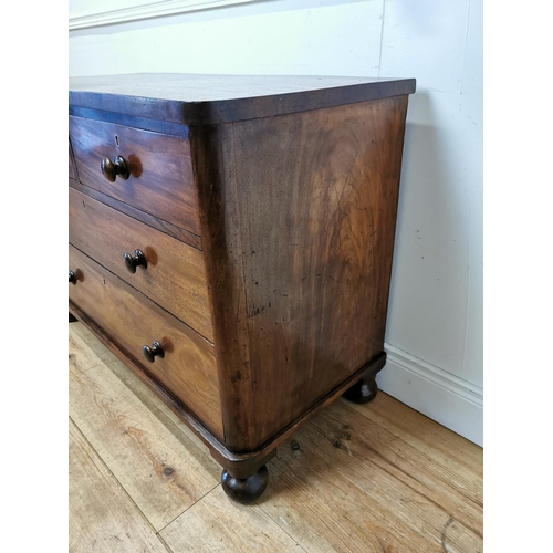 85 - 19th. C. mahogany chest of drawers with two short drawers over two long drawers raised on bun feet {... 