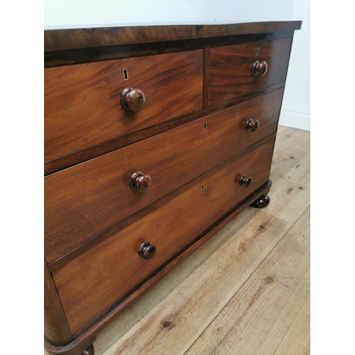 85 - 19th. C. mahogany chest of drawers with two short drawers over two long drawers raised on bun feet {... 