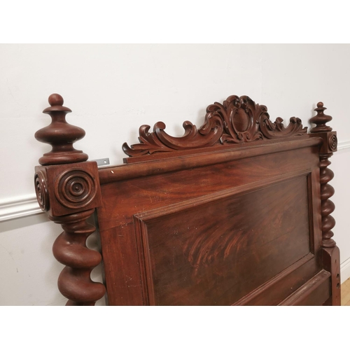 854 - 19th. C. carved mahogany bed head board 123cm H X 131cm W }.