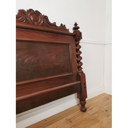 854 - 19th. C. carved mahogany bed head board 123cm H X 131cm W }.