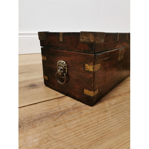 859 - Two 19th. C. jewellery boxes  - one brass bound mahogany { 15cm H X 27cm W X 17cm D } and one satinw... 