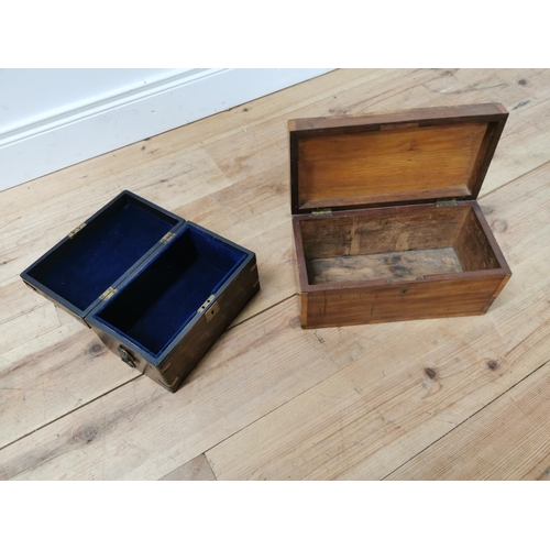 859 - Two 19th. C. jewellery boxes  - one brass bound mahogany { 15cm H X 27cm W X 17cm D } and one satinw... 