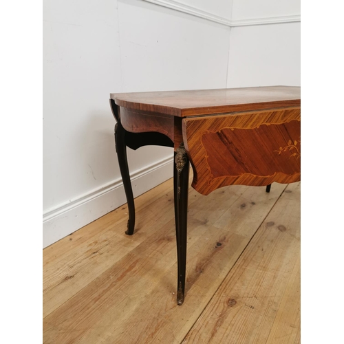 886 - 20th. C. kingwood double drop leaf coffee table with ormulo mounts  { 58cm H X 100cm W X 53cm D }.