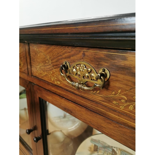 887 - 19th. C. rosewood side cabinet the two drawers in the frieze above two glazed doors and two panelled... 