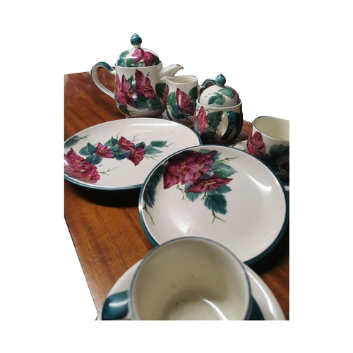 89 - Twenty two piece hand painted ceramic tea set, S. Fawsitt