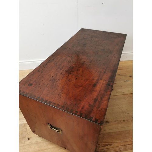 90 - Good quality 19th C. mahogany campaign chest in the form of a coffee table with two long drawers rai... 