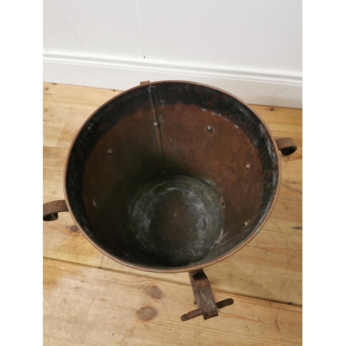 916 - Decorative 19th. C. copper and metal lidded coal bucket  { 56cm H X 43cm Dia  }