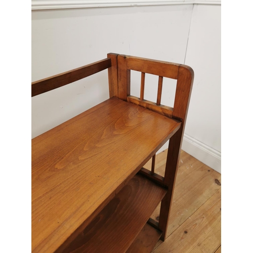 927 - 1950's stained pine folding floor bookcase. { 86cm H X 71cm W X 29cm D }