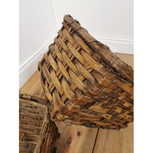 928 - Pair of Portugese woven timber chestnut baskets  { 31cm H X 52cm W X 46cm D }.