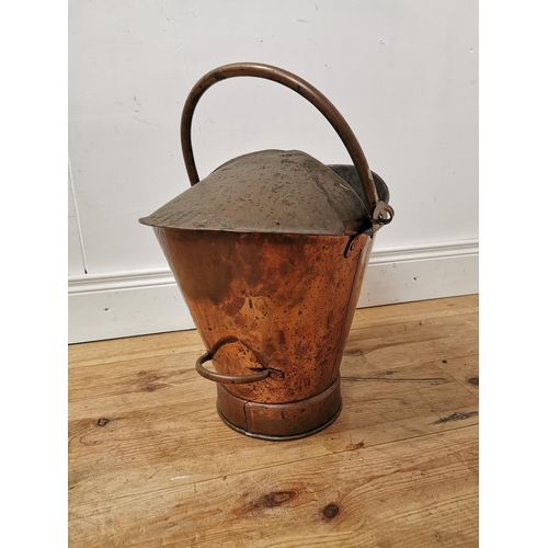 934 - Edwardian copper coal bucket { 52cm H X 42cm W X 46cm D }.