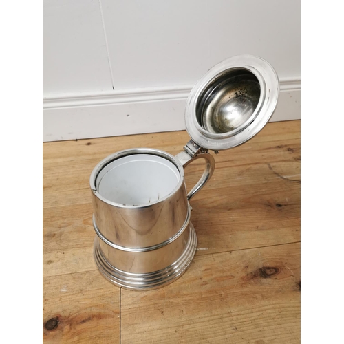 935 - Unusual Edwardian silver plated ice bucket in the form of a tankard { 24cm H X 26cm W X 20cm D }.