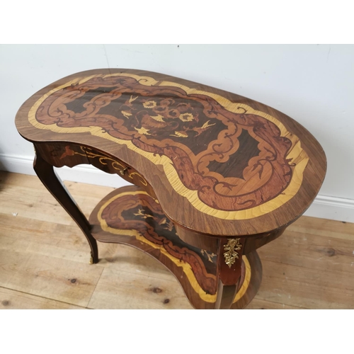 936 - Inlaid kingwood kidney shaped side table with ormolu mounts raised on cabriole legs  { 79cm H X 80cm... 