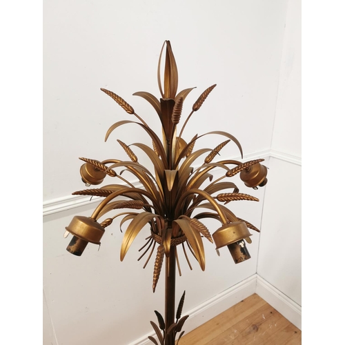 951 - 1950's gilded metal wheat sheaf floor lamp in the Coco Chanel style  { 151cm H X 50cm Dia }.