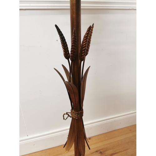 951 - 1950's gilded metal wheat sheaf floor lamp in the Coco Chanel style  { 151cm H X 50cm Dia }.