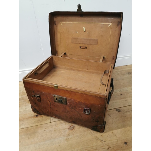 952 - Good quality early 20th. C. leather travel trunk with fitted interior by J. W Allen London { 37cm H ... 