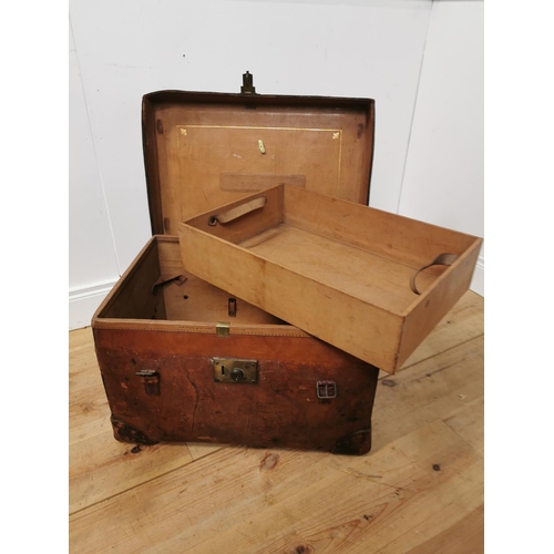 952 - Good quality early 20th. C. leather travel trunk with fitted interior by J. W Allen London { 37cm H ... 