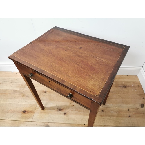 954 - Good quality Georgian mahogany side table with stainwood inlay the single drawer in the frieze raise... 