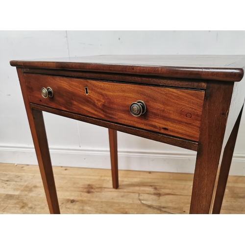 954 - Good quality Georgian mahogany side table with stainwood inlay the single drawer in the frieze raise... 