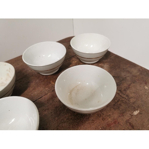 96 - Set of six second period Belleek porrige bowls, Black stamp {8cm H x 15cm Dia.}