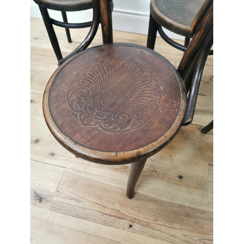 960 - Set of four Edwardian bentwood chairs { 89cm H X 43cm W X 50cm D }