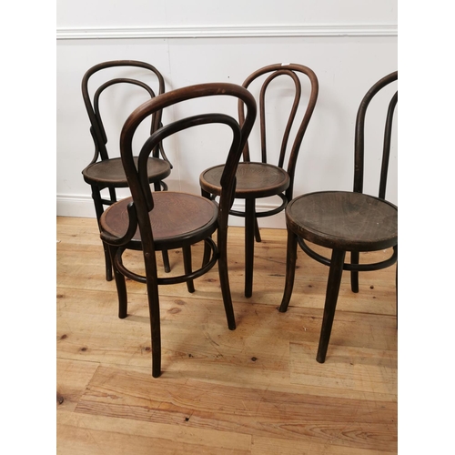 960 - Set of four Edwardian bentwood chairs { 89cm H X 43cm W X 50cm D }