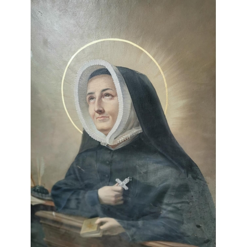 968 - 19th. C. The Sister oleograph mounted in a gilt frame { 105cm H X 78cm W }.