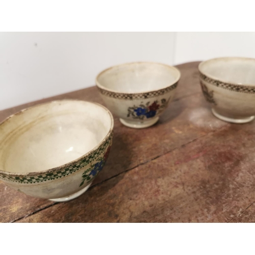 97 - Set of three 19th C. Transfer pattern porrige bowls