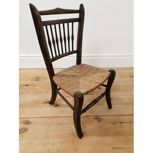 976 - Edwardian mahogany child's chair with rattan seat { 60cm H X 31cm W X 35cm D }