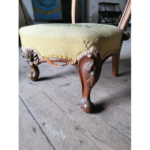 980 - 19th. C. Upholstered mahogany nursing chair raised on cabriole legs { 68cm H X 50cm W X 47cm D }