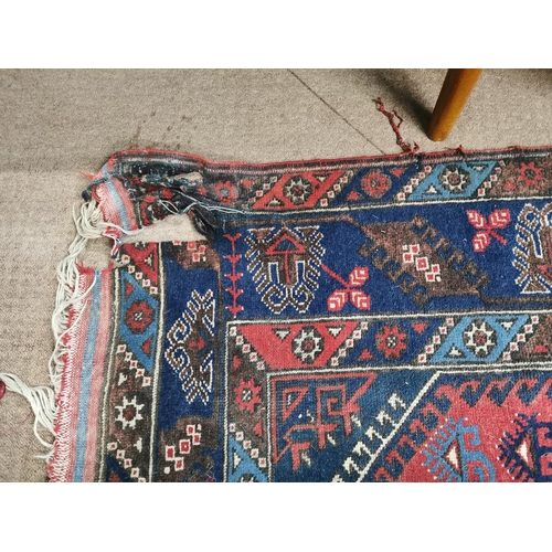 995 - Persian 100% wool hand knotted carpet square with some damage { 310cm L X 200cm W }.