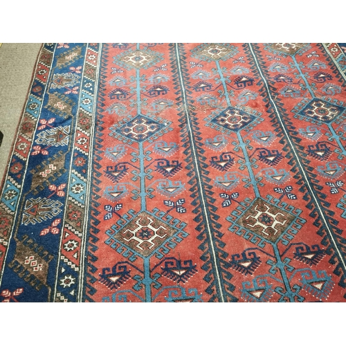 995 - Persian 100% wool hand knotted carpet square with some damage { 310cm L X 200cm W }.