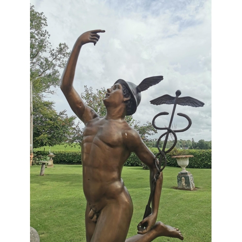 664 - Exceptional quality bronze sculpture of Mercury {163 cm H x 70 cm W x 50 cm D}.