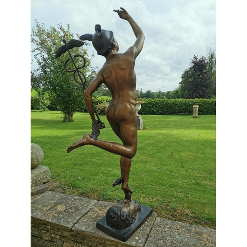 664 - Exceptional quality bronze sculpture of Mercury {163 cm H x 70 cm W x 50 cm D}.