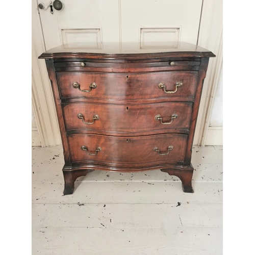 768 - Good quality Edwardian serpentine chest the brushing slide above three long drawers raised on bracke... 