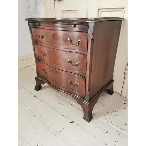 768 - Good quality Edwardian serpentine chest the brushing slide above three long drawers raised on bracke... 