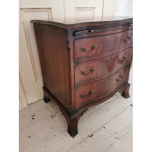 768 - Good quality Edwardian serpentine chest the brushing slide above three long drawers raised on bracke... 