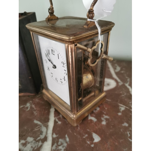 772 - 19th. C.  brass carriage clock with original case.