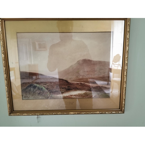 774 - W H Dyer pair of early 20th C.  Dartmoor scenes watercolours mounted in gilt frames  {50 cm H x 63 c... 