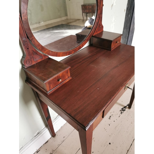 789 - 19th C. mahogany dressing table with single drawer in the frieze raised on square tapered legs {140 ... 