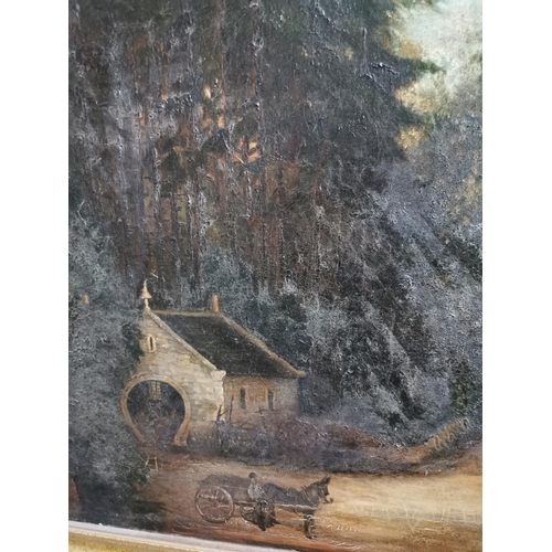 826 - 19th C.  oil on canvas Blacksmith by the Forest Walk. {67 cm H x 53 cm W}