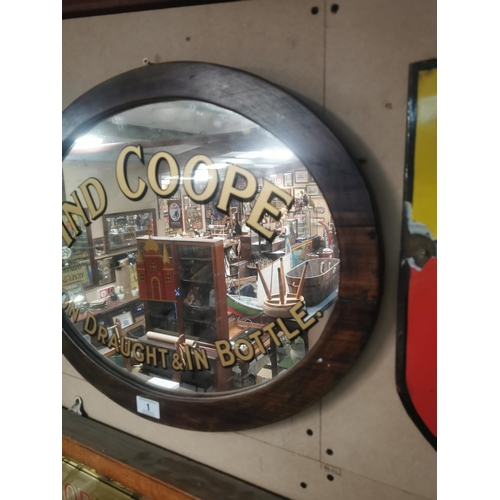1 - Ind Coope Old Draught and in Bottle advertising mirror.{50 cm H x 65 cm W}.