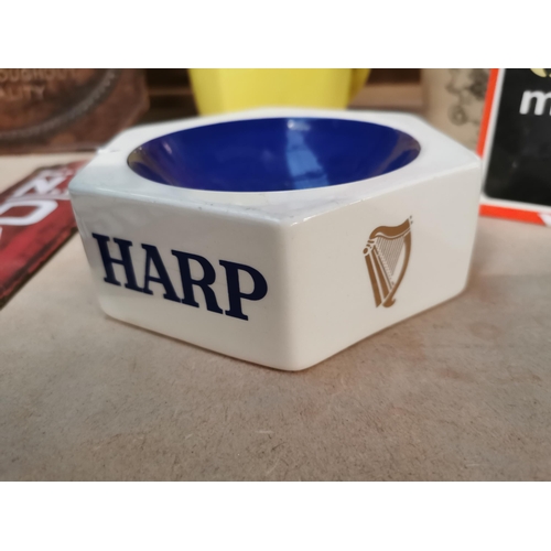 107 - Harp advertising Ashtray by Wade. {5 cm H x 15 cm W}.